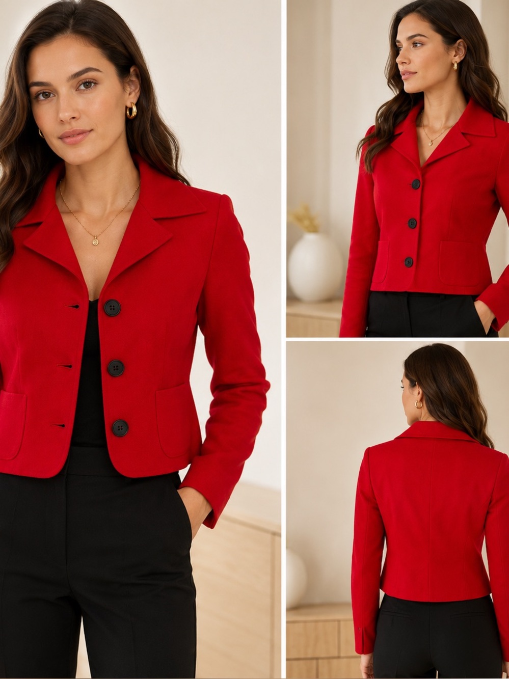 Ralph Lauren Black Label Vibrant Red Cropped Blazer